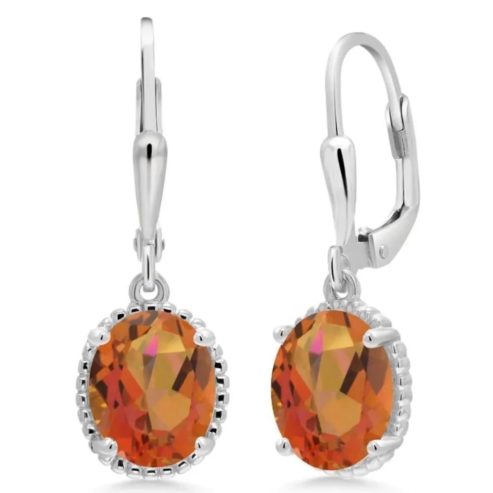925 Sterling Silver with 3.60Cttw Twilight Mystic Quartz Oval Leverback Earrings